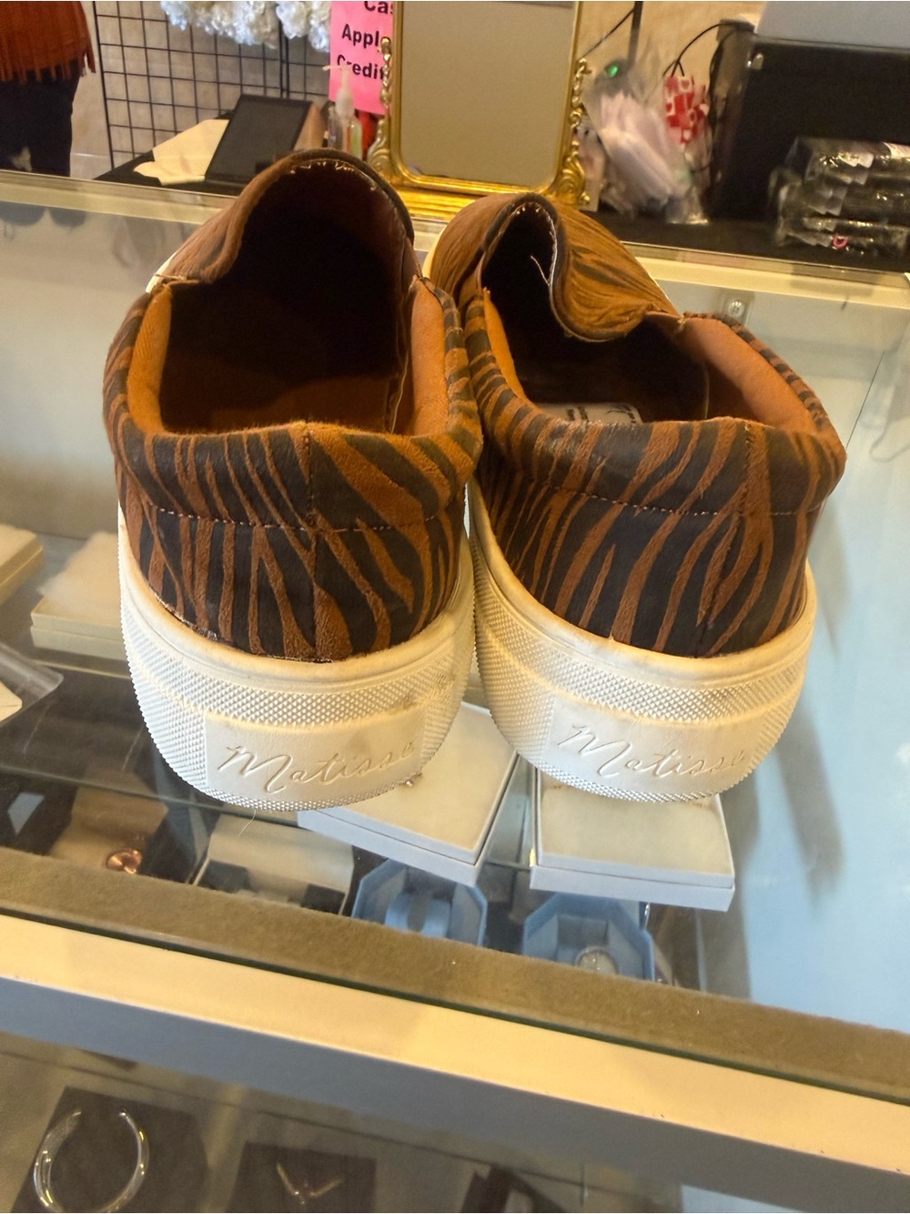 Matisse Brown and Black Zebra-Print Slip-On Sneakers